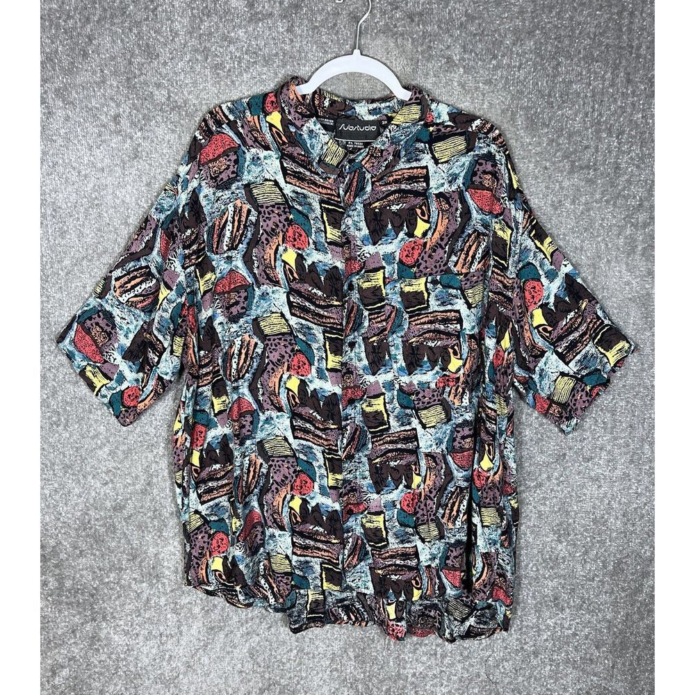 Vintage Sub Studio‎ Shirt Mens Size 3XL Multicolor Abstract Button Up Pocket
